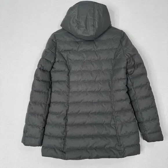 Nautica Womens Jacket Small Gray Quilted Puffer Hooded Packable Long Warm Snow - Picture 9 of 15